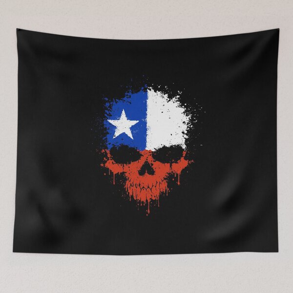 Item preview, Chaotic Chilean Flag Splatter Skull designed and sold by JeffBartels.