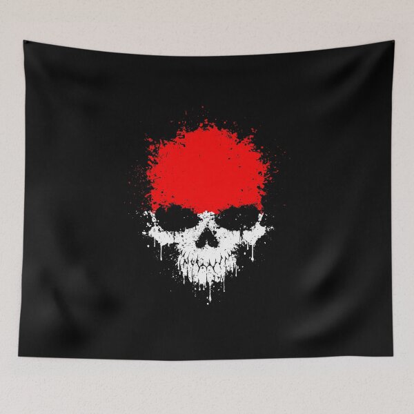 Item preview, Chaotic Indonesian Flag Splatter Skull designed and sold by JeffBartels.