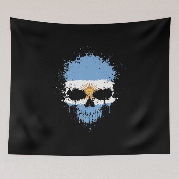 Item preview, Chaotic Argentine Flag Splatter Skull designed and sold by JeffBartels.