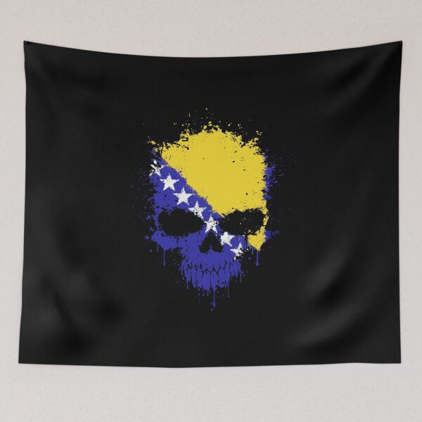 Item preview, Chaotic Bosnian Flag Splatter Skull designed and sold by JeffBartels.