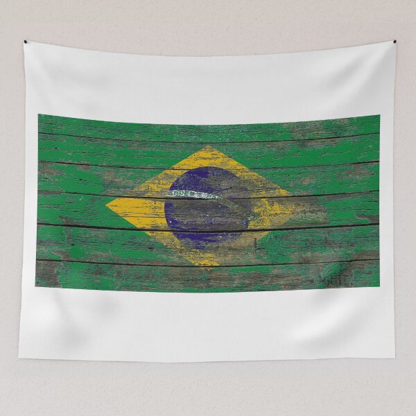 Item preview, Flag of Brazil on Rough Wood Boards Effect designed and sold by JeffBartels.