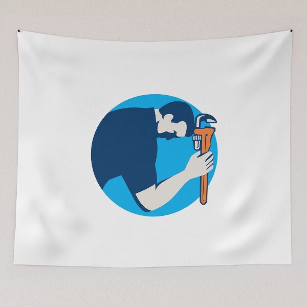 Item preview, Plumber Bowing Holding Monkey Wrench Circle Retro designed and sold by patrimonio.