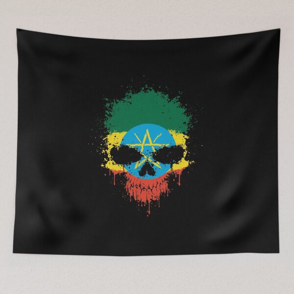 Artikelvorschau, Chaotische äthiopische Flagge Splatter Skull entworfen und verkauft von JeffBartels.