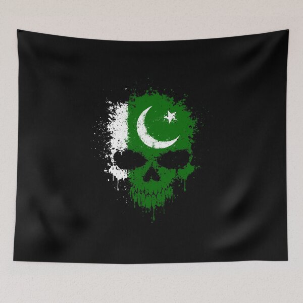 Item preview, Chaotic Pakistani Flag Splatter Skull designed and sold by JeffBartels.