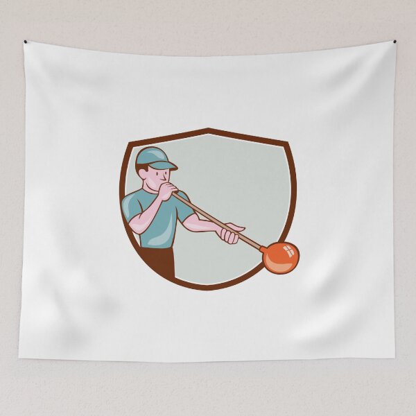 Item preview, Glassblower Glassblowing Cartoon Shield designed and sold by patrimonio.