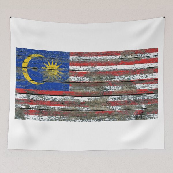 Item preview, Flag of Malaysia on Rough Wood Boards Effect designed and sold by JeffBartels.