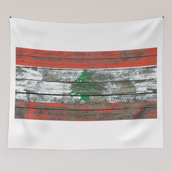 Aperçu de l'œuvre Drapeau du Liban sur l'effet des planches de bois brut créée et vendue par JeffBartels.