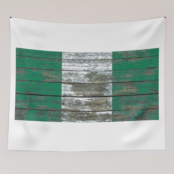 Item preview, Flag of Nigeria on Rough Wood Boards Effect designed and sold by JeffBartels.