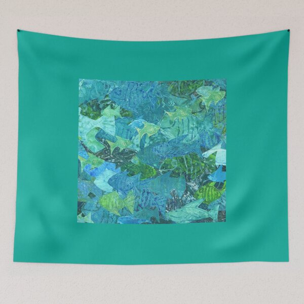 Item preview, Fish School Monoprint Collage  designed and sold by Heatherian.