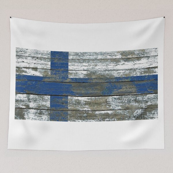 Item preview, Flag of Finland on Rough Wood Boards Effect designed and sold by JeffBartels.