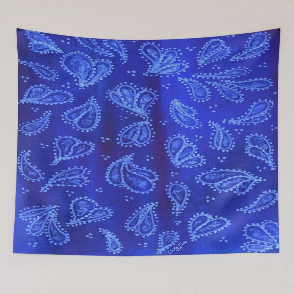 Artikelvorschau, Blauer Paisley-Druck entworfen und verkauft von Linda Ginn.