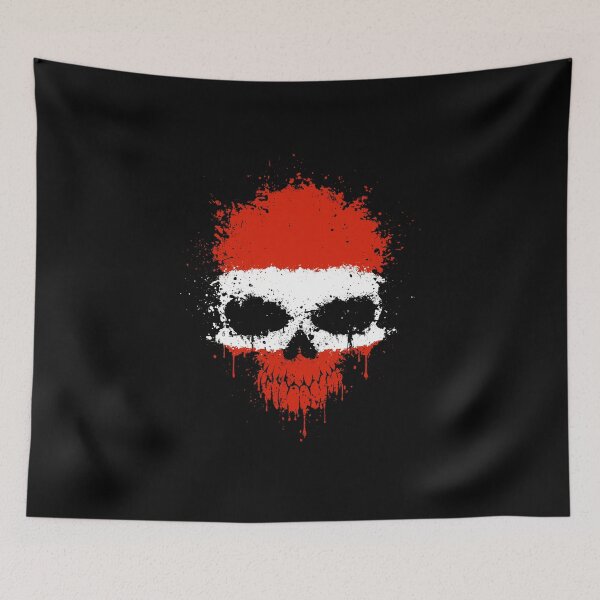 Item preview, Chaotic Austrian Flag Splatter Skull designed and sold by JeffBartels.