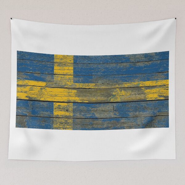 Item preview, Flag of Sweden on Rough Wood Boards Effect designed and sold by JeffBartels.