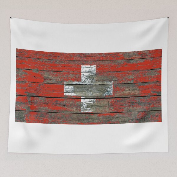 Artikelvorschau, Flagge der Schweiz auf Rough Wood Boards Effect entworfen und verkauft von JeffBartels.