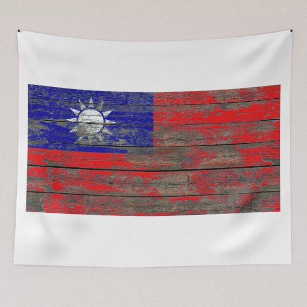 Item preview, Flag of Taiwan on Rough Wood Boards Effect designed and sold by JeffBartels.