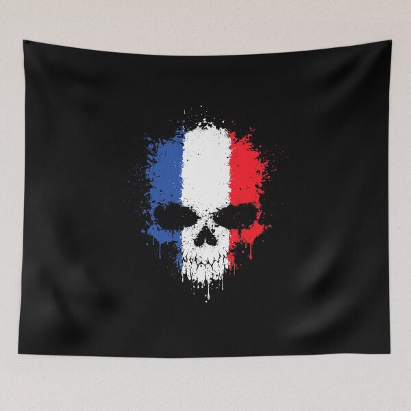 Item preview, Chaotic French Flag Splatter Skull designed and sold by JeffBartels.