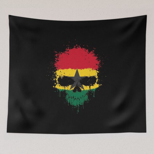 Artikelvorschau, Chaotischer Ghana Flag Splatter Skull entworfen und verkauft von JeffBartels.