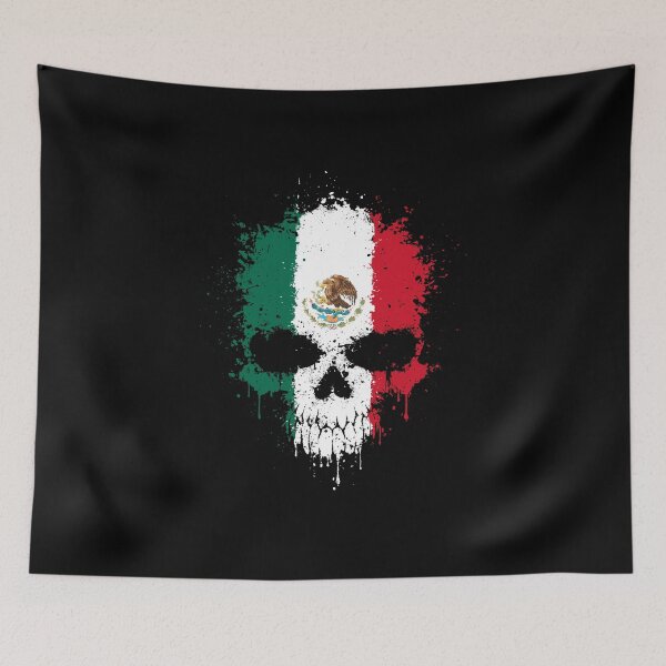 Item preview, Chaotic Mexican Flag Splatter Skull designed and sold by JeffBartels.