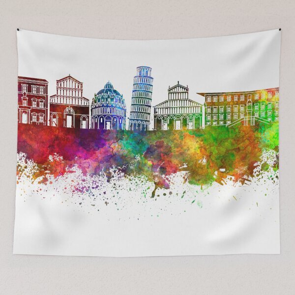 Item preview, Pisa skyline in watercolor background designed and sold by paulrommer.