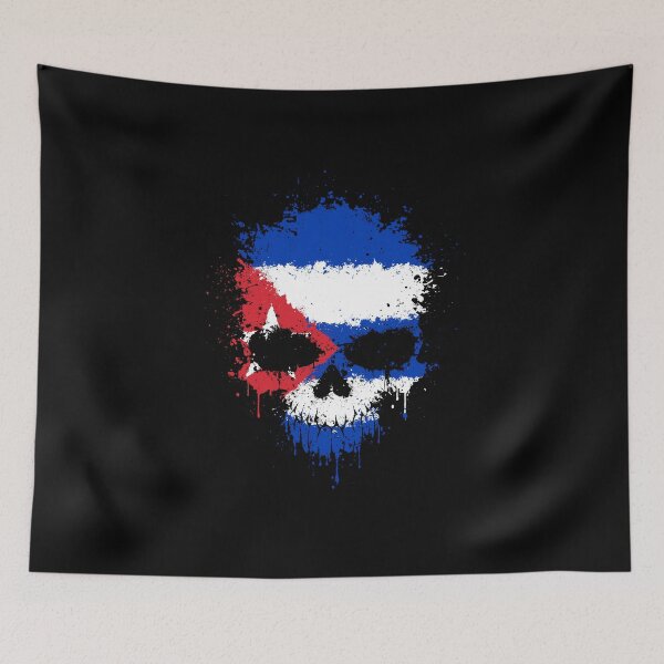 Item preview, Chaotic Cuban Flag Splatter Skull designed and sold by JeffBartels.