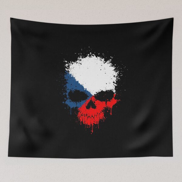 Item preview, Chaotic Czech Flag Splatter Skull designed and sold by JeffBartels.