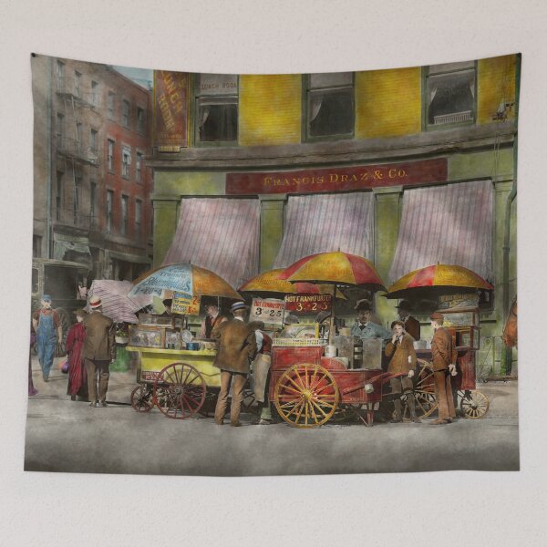 Item preview, City - NY- Lunch carts on Broadway St NY - 1906 designed and sold by Mike Savad Photography.