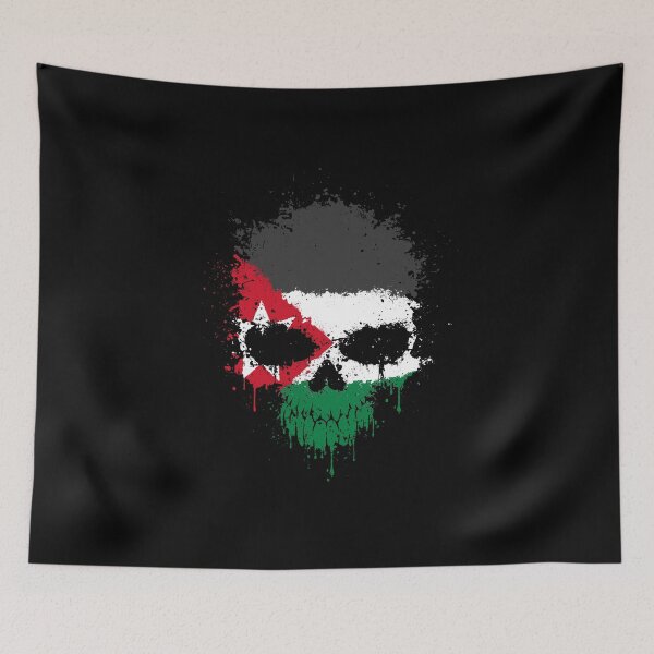 Item preview, Chaotic Jordanian Flag Splatter Skull designed and sold by JeffBartels.
