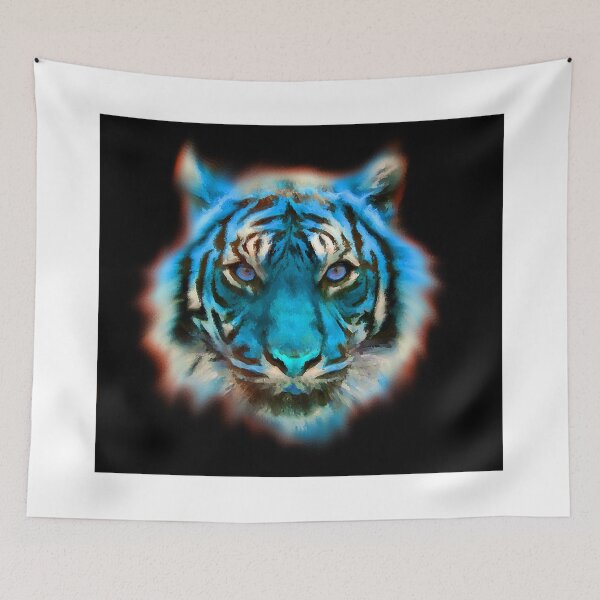 Item preview, Blue Tiger Face - Fantastic Animal Digital Art designed and sold by Very Peculiar.