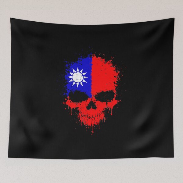 Item preview, Chaotic Taiwanese Flag Splatter Skull designed and sold by JeffBartels.