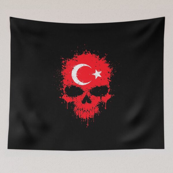 Item preview, Chaotic Turkish Flag Splatter Skull designed and sold by JeffBartels.