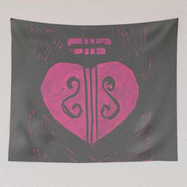 Item preview, HeartStrings -Pink on grey designed and sold by Stacie Arellano.
