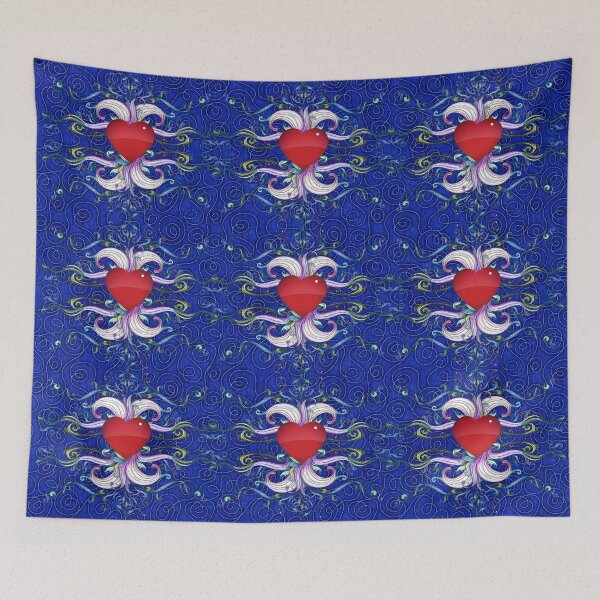 Item preview, Filigree Hearts on Blue designed and sold by Gotcha29.