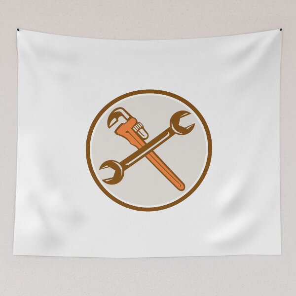 Item preview, Spanner Monkey Wrench Crossed Circle Retro designed and sold by patrimonio.