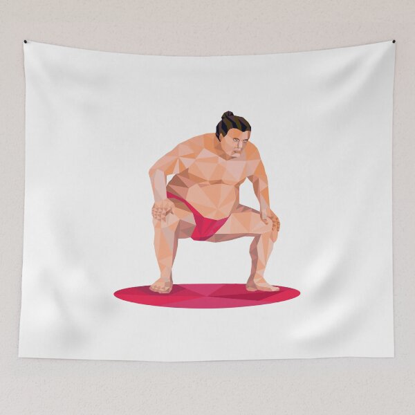Item preview, Japanese Sumo Wrestler Squat Low Polygon designed and sold by patrimonio.