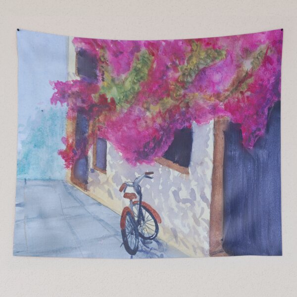 Item preview, A bike and Bougainvillea designed and sold by Kate Drake.