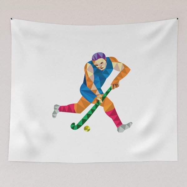 Item preview, Field Hockey Player Running With Stick Low Polygon designed and sold by patrimonio.