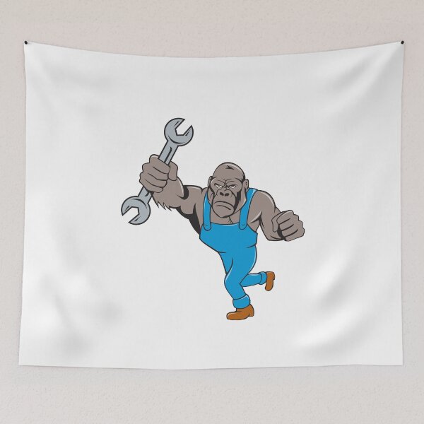 Item preview, Angry Gorilla Mechanic Spanner Cartoon Isolated designed and sold by patrimonio.