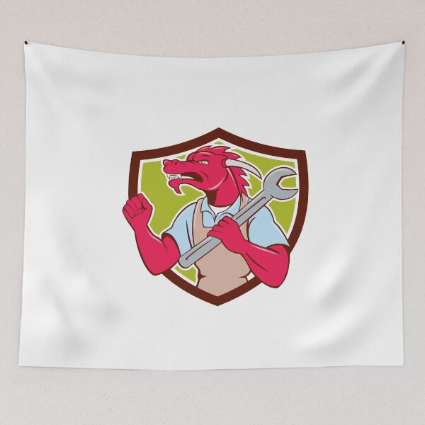 Item preview, Red Dragon Mechanic Spanner Fist Pump Shield designed and sold by patrimonio.