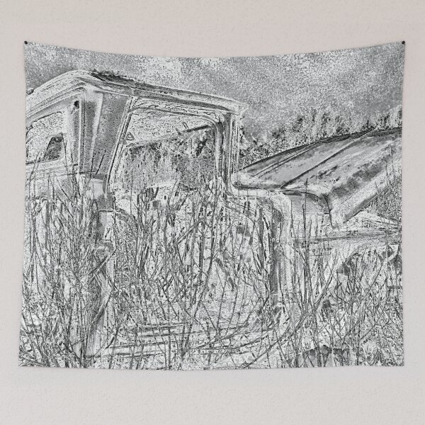 Item preview, Truck in weeds bw1 designed and sold by MilesArt.