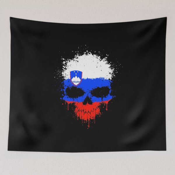 Item preview, Chaotic Slovenian Flag Splatter Skull designed and sold by JeffBartels.