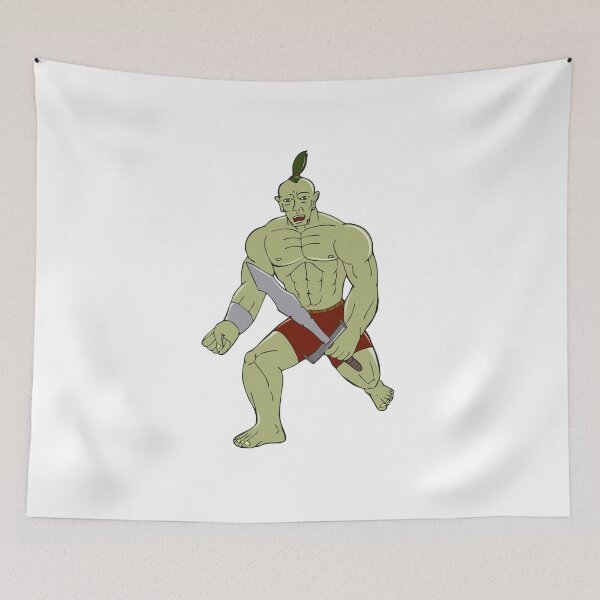 Item preview, Orc Warrior Wielding Sword Running Cartoon designed and sold by patrimonio.
