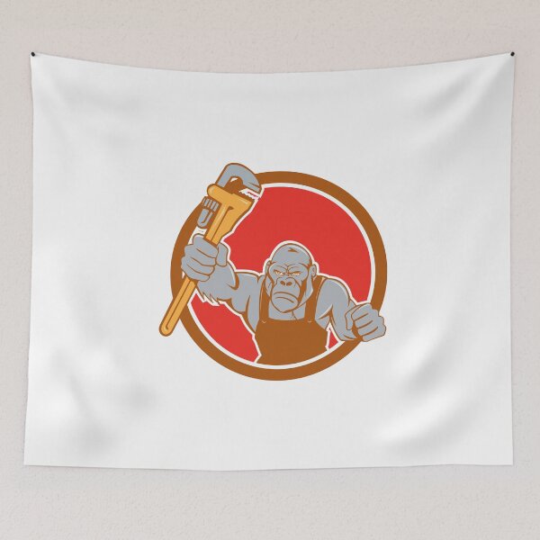 Item preview, Angry Gorilla Plumber Monkey Wrench Circle Cartoon designed and sold by patrimonio.