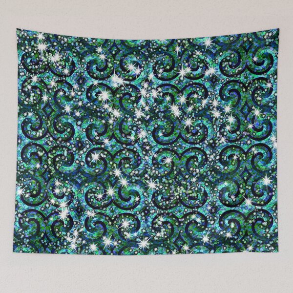 Item preview, Blue Green Sparkle Swirls designed and sold by bloomingvine.