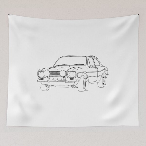 Item preview, 1970 Ford Escort RS2000 Fast and Furious Paul Walker's car Black Outline no fill. designed and sold by Adamasage.