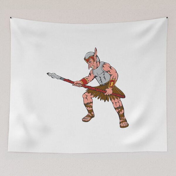 Item preview, Orc Warrior Thrusting Spear Cartoon designed and sold by patrimonio.