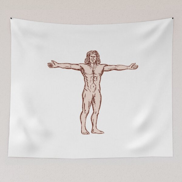Item preview, Vitruvian Man Arms Spread Front Etching designed and sold by patrimonio.