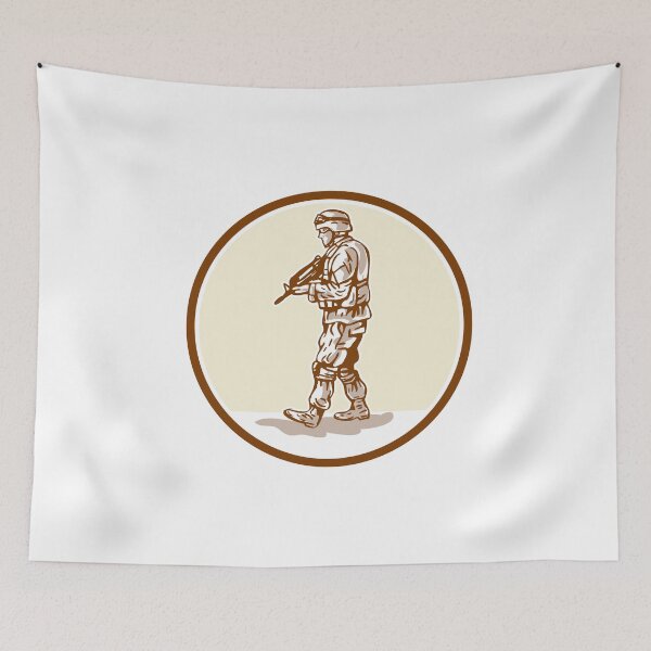 Item preview, American Soldier Rifle Walking Circle Cartoon designed and sold by patrimonio.