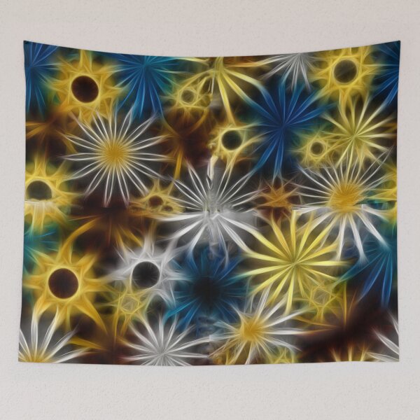 Item preview, Blue and Yellow Fractal Daisies designed and sold by bloomingvine.