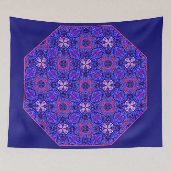 Item preview, Blue pink purpel checked flowery plaid pattern designed and sold by Katho Menden.