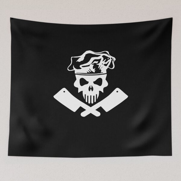 Item preview, White Chef Skull and Meat Cleavers designed and sold by sdesiata.